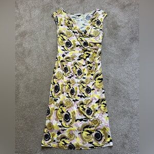 Versace Printed Knee Lenght Dress Short Sleeve Cowl Neck
